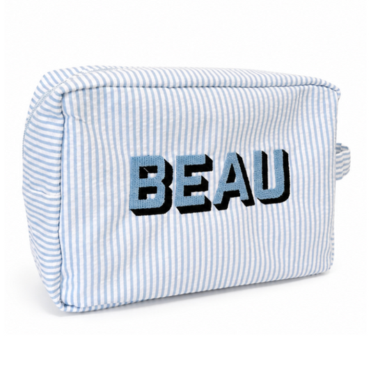 Embroidered Striped Pouch